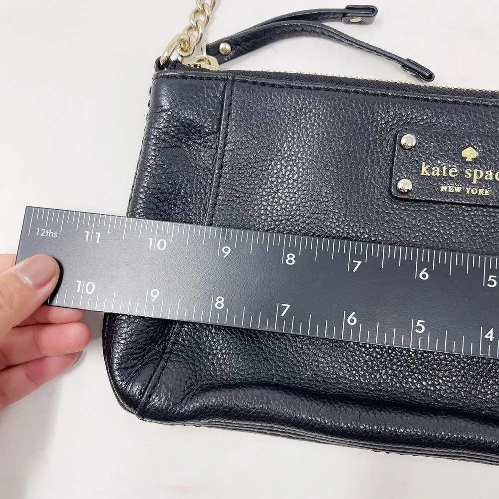 Kate Spade Black Berkshire Road Adela Shoulder Bag Chain Link Pebble Leather